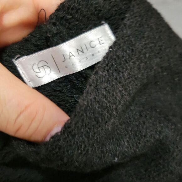 Janice Poncho Womens Medium Black White Striped One Size Shirt Square Fringe Top - Picture 8 of 11